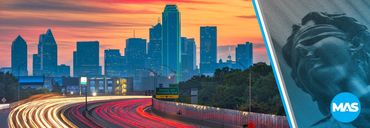 Traffic on I-30 in Dallas, Texas.