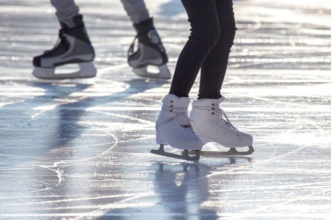 People ice skating.